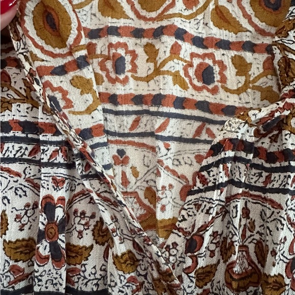 Oneill Printed Romper Bell Sleeves Wrap V Neck Adjustable Waist Tassels Size S - Picture 8 of 17